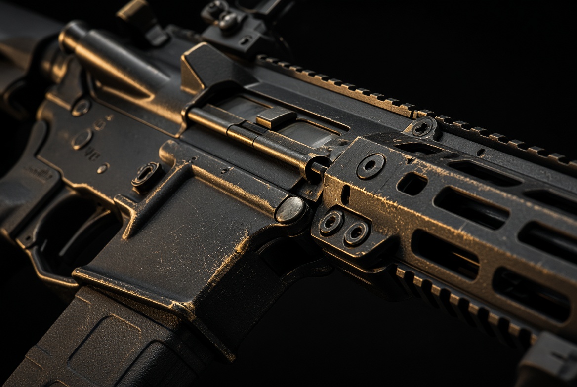 Concept render of a rifle receiver in the No Quarter finish